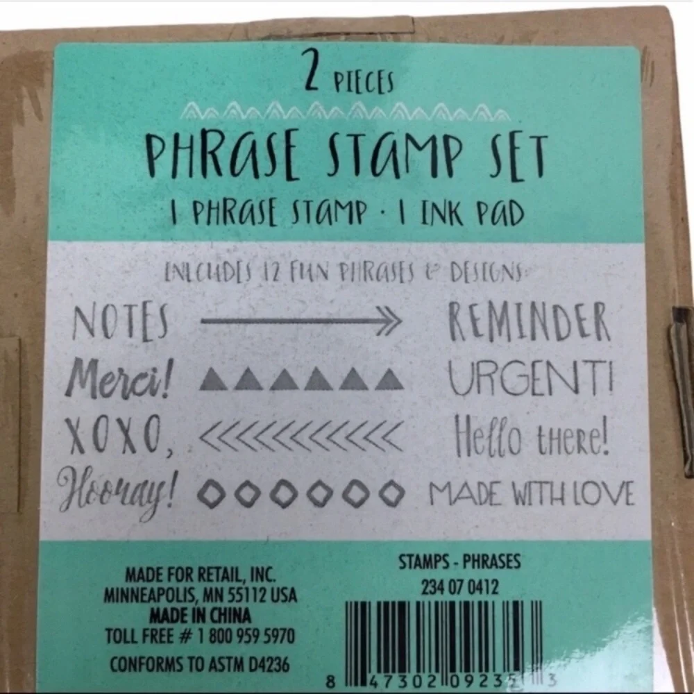 Phrase Roller Stamp Ink Pad Set Made with Love Scrapbooking Planner Accessories